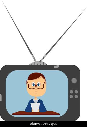 TV-Nachrichten, Illustration, Vektor auf weißem Hintergrund Stock Vektor