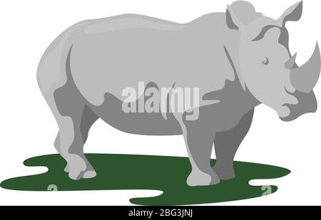 Weißes Nashorn, Illustration, Vektor auf weißem Hintergrund Stock Vektor