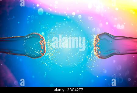 Synapse-Verbindungen. Struktur, die es einem Neuron (oder Nervenzelle) ermöglicht, ein elektrisches oder chemisches Signal an ein anderes Neuron zu übergeben. Nervensystem. Gehirn Stockfoto