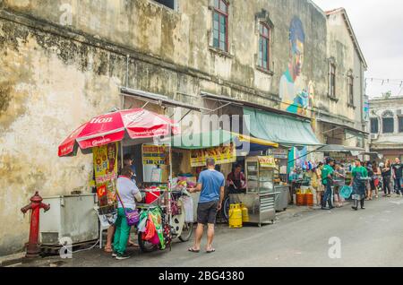 Imbissstände in George Town, Penang, Malaysia Stockfoto