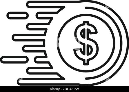 Symbol für schnellen Münztransfer. Konturenschnelle Münze Geld Transfer Vektor-Symbol für Web-Design isoliert auf weißem Hintergrund Stock Vektor