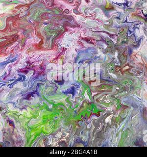 Abstrakte Malerei mit mehrfarbigen Acrylfarben auf Leinwand Stockfoto