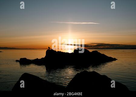 Sonnenuntergang im Deception Pass State Park im Bundesstaat Washington Stockfoto