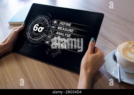 Schaltplan für Six Sigma, Lean Manufacturing industrielle Konzept auf dem Bildschirm Stockfoto