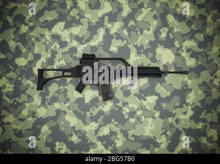 Deutscher 5.56 x 45mm Sturmriflon Tarnhintergrund Stockfoto