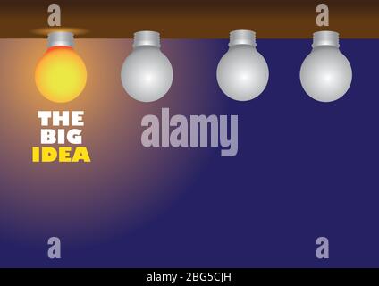 Minimales Layout-Design von Glühbirnen mit einer hellen Idee. Stock Vektor