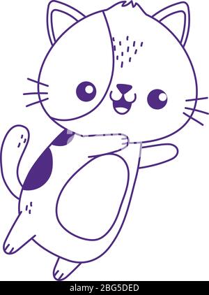 Kawaii niedlichen Katze Maskottchen Cartoon isoliert Symbol auf weißem Hintergrund Vektor-Illustration Stock Vektor