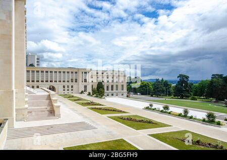 Das Palais des Nations, das Hauptgebäude des Büros der Vereinten Nationen in Genf, Schweiz Stockfoto