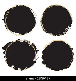 Dekorative Grunge Design-Elemente - schwarze Farbe künstlerischen runden Rahmen. Vektorgrafik Stock Vektor