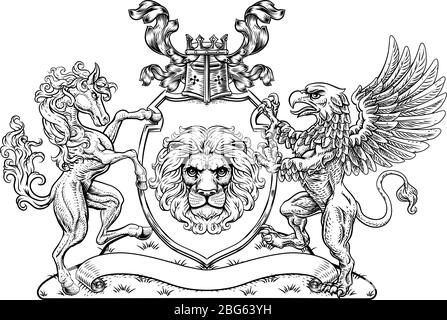 Wappen Wappen Wappen Schild der Familie Griffin Pferd Stock Vektor