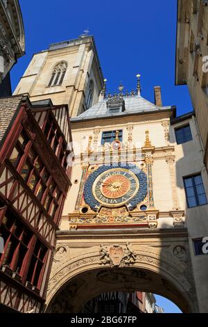 Große Uhr, Altstadt, Rouen, Normandie, Frankreich, Europa Stockfoto