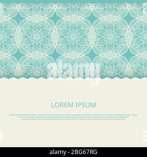 Mandala Muster Hintergrund Vektor. Orientalisches, asiatisches, tibetisches Poster und Banner-Vorlage Illustration Stock Vektor