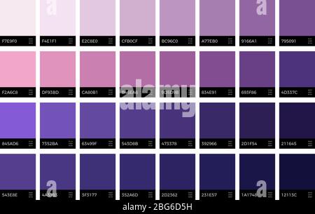 Trendige, ultraviolette Farbfelder. Neue Saison Mode Lavendel Farben Vektor-Set. Swatch violette Farbe, lila Palette Kollektion, Mode Lavendel Ton ill Stock Vektor