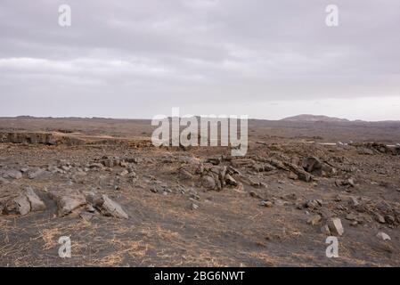 Vulkanlandschaft an der Brücke zwischen den Kontinenten, Halbinsel Reykjanes, Island Stockfoto