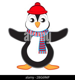 Cartoon und niedlichen Pinguin Vogel isoliert weißen Hintergrund. Stock Vektor