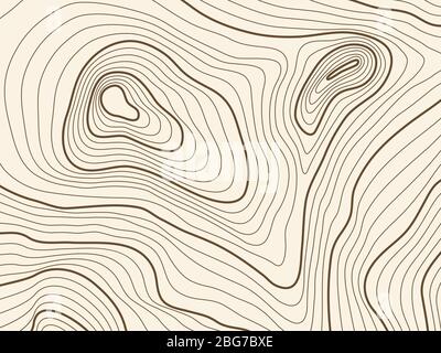 Topographische Karte Hintergrund des Gebirges. Vektor-Mapping Konturstruktur mit Elevation. Relief Berg, Kontur Topographie Gelände illustratio Stock Vektor