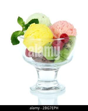 Leckere Eisschaufeln, isoliert auf Weiß Stockfoto