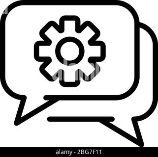Gear in Chat-Blase Symbol, Outline-Stil Stock Vektor
