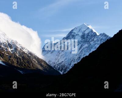 Mount Cook vom Hooker Valley Track, Neuseeland Stockfoto