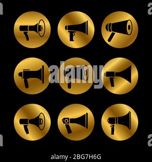 Schwarze Silhouette Megaphon, Ansage, Lautsprecher, Vektor-Symbole isolierte Illustration Stock Vektor