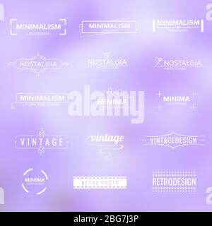 Weiße minimalistische moderne Vektor-Logos-Kollektion. Vintage Etiketten Set Illustration Stock Vektor