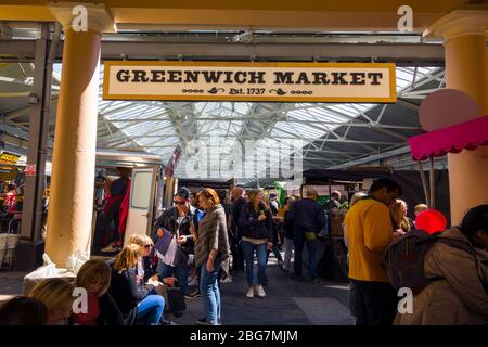 Greenwich Market England Prime Meridian Zero Longitude Hemisphären London Großbritannien Europa EU Stockfoto