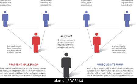 Unternehmenshierarchie 3d-Diagramm, Unternehmensorganisation Struktur mit Menschen Piktogramme. Flussdiagramm-Baum, Workflow-Map Vektor-Infografik. Abbildung der Struktur Firma, Verbindung Teamwork Stock Vektor