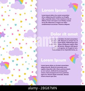 Vektor niedlichen Banner und Poster-Design mit Sternen, Regenbogen, Wolken Illustration Stock Vektor