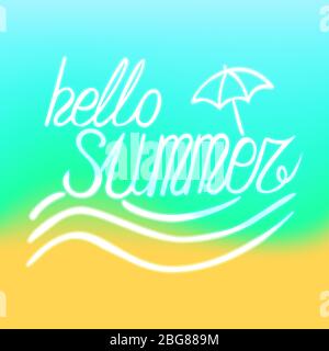 Einfache Sommer Küste Hintergrund mit Schriftzug - Hallo Sommer Stock Vektor