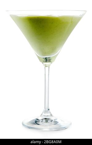 Frischer Avocado-Smoothie auf Weiß isoliert Stockfoto