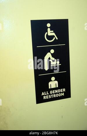 Toilettenschild im Brisbane Powerhouse, New Farm, Brisbane, Queensland, Australien. Stockfoto