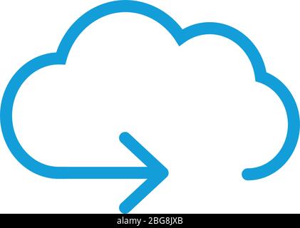 Ein minimalistisches Cloud-Symbol mit Pfeil, Cloud Computing-Idee oder Cloud-bezogene Idee. Stock Vektor Illustration isoliert Stock Vektor