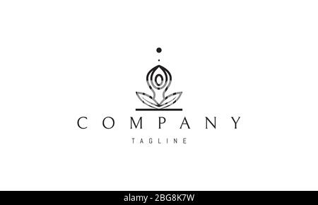 Vektor-Logo, auf dem ein abstraktes Bild einer Person sitzt in Lotusstellung. Stock Vektor