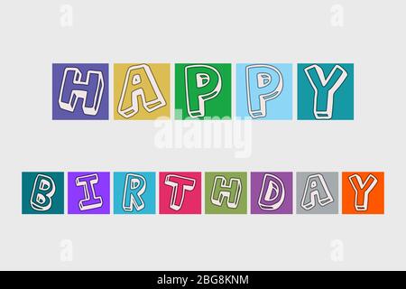 Eine schöne Illustration von Happy Birthday Design in schönen und lebendigen Farbverlauf. Happy Birthday Grußkarte Design mit weißem Text. Stockfoto