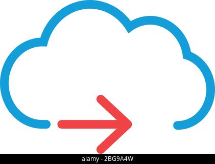 Ein minimalistisches Cloud-Symbol mit Pfeil, Cloud Computing-Idee oder Cloud-bezogene Idee. Stock Vektor Illustration isoliert Stock Vektor