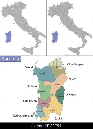 Sardinien ist eine Insel im Mittelmeer Stock Vektor