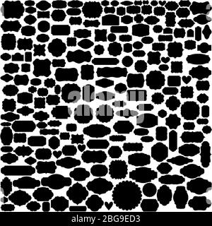 Set von 204 Vintage dekorativen Etiketten oder Rahmen Silhouette. EPS 10 Stock Vektor