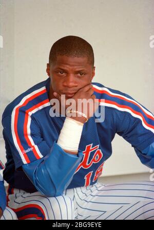 New York Mets Darryl Strawberry an der MET Baseball-Frühjahrstraining-Anlage in Port St. Lucie, Florida am 11. März 1989. Foto von Francis Specker Stockfoto