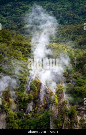 Cathedral Rock, Frying Pan Lake, Waimangu Volcanic Valley, Rotorua, North Island, Neuseeland Stockfoto