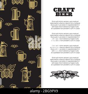 Craft Beer Poster mit Banner-Design. Banner für Bierkneipe. Vektorgrafik Stock Vektor