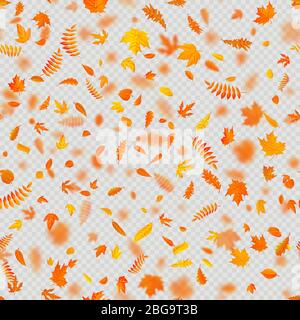 Schönes Herbst nahtloses Muster mit Herbstblättern. Isoliert auf transparentem Hintergrund. EPS 10 Stock Vektor