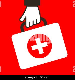 Hand-Keep Virus First Aid Hilfe-Kit-Symbol Stock Vektor