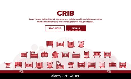 Kinderbett Baby Kinderbett Landing Header Vektor Stock Vektor