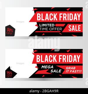 Black Friday Verkauf Banner Vektor Design Vorlage für Website, Anzeige. Vektor-Vorlage von Black Friday Sale Banner. Vektorgrafik EPS.8 EPS.10 Stock Vektor
