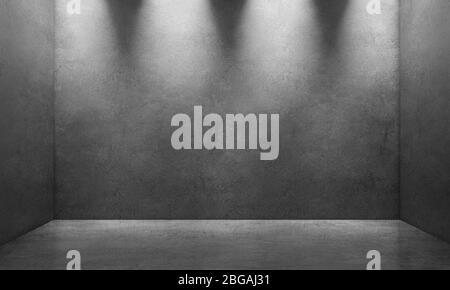 Innenecke mit Betonwänden aus Beton Stockfoto