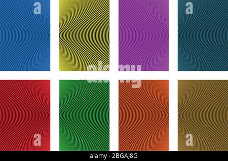 Satz abstrakter Hintergrundvektorvorlagen. Kann für Katalog, Broschüre, Buch, Werbung verwendet werden. Rot, gelb, blau, grün, orange, lila, braun, blaugrün Stock Vektor