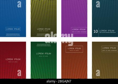 Satz abstrakter Hintergrundvektorvorlagen. Kann für Katalog, Broschüre, Buch, Werbung verwendet werden. Rot, gelb, blau, grün, orange, lila, braun, blaugrün Stock Vektor