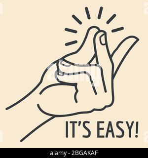Umreißen Sie die Hand mit einer Fingerbewegung. Living einfaches Konzept Vektor Hintergrund. Geste Hand Finger Snap und Ausdruck Illustration Stock Vektor