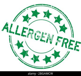 Grunge grün Allergen frei Wort rund Gummi-Siegel Stempel auf weißem Hintergrund Stock Vektor