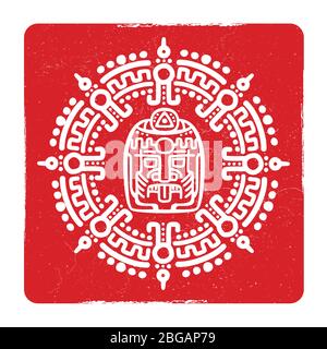 Grunge american aztec, maya Kultur abstraktes Symbol Design. Vektorgrafik Stock Vektor